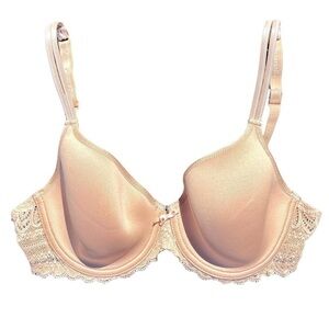 Chantelle underwire bra lace tan nude beige 34C